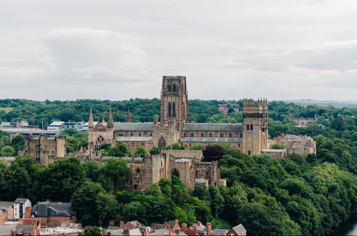 Durham Cathedral in Durham City near Homes by Carlton's new-build development Beauford Park in Witton Gilbert