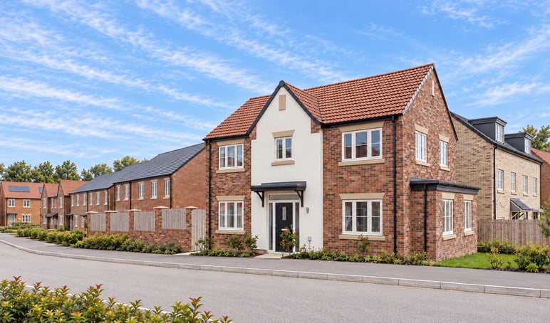 Street scene of Homes by Carlton's new-build development Middleton Waters in Middleton St George