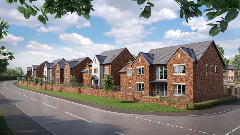 CGI street scene of Homes by Carlton's new-build development Saxon Vale in Sadberge