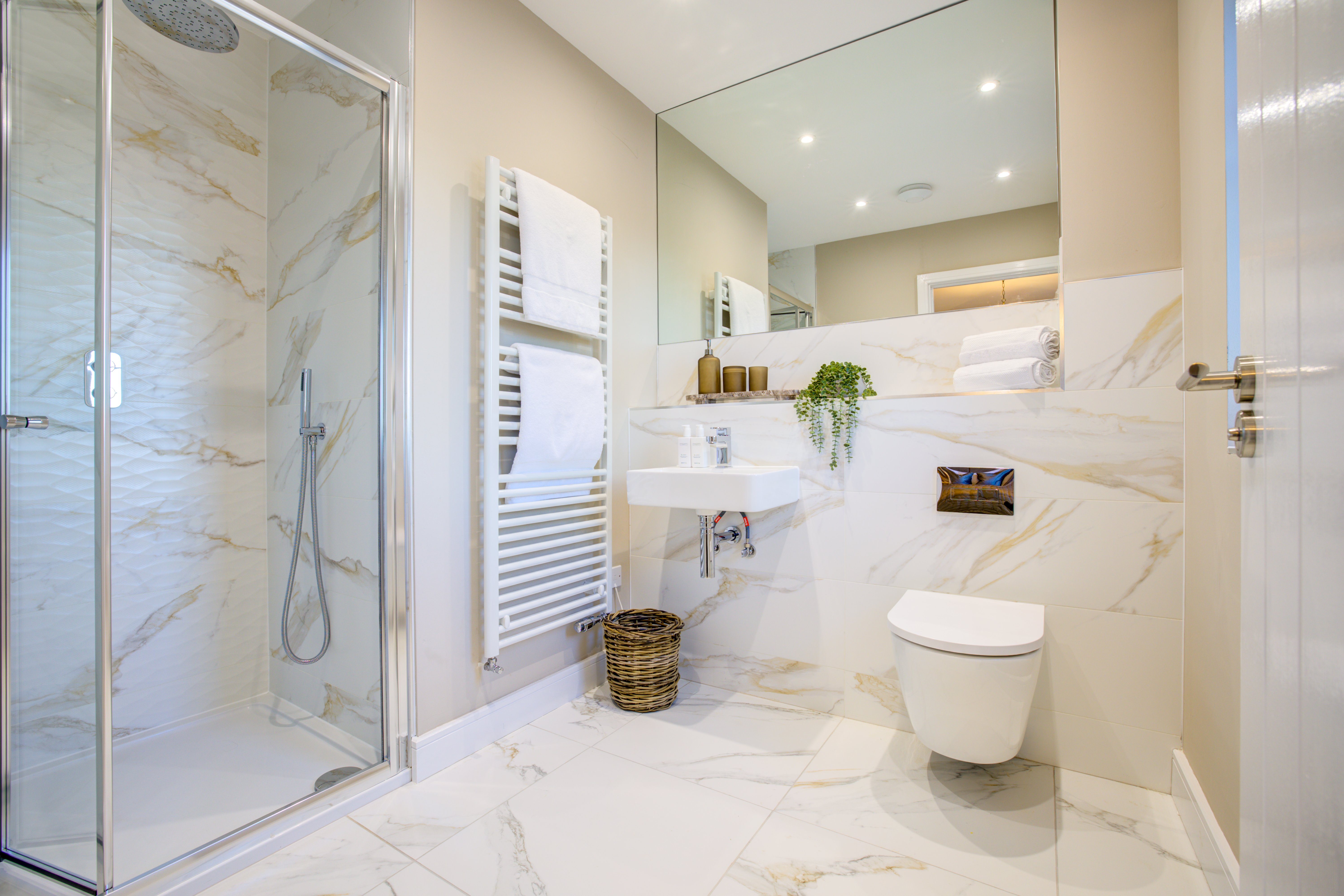 En-suite at Homes by Carlton's new-build development Woodberry Park in Staindrop