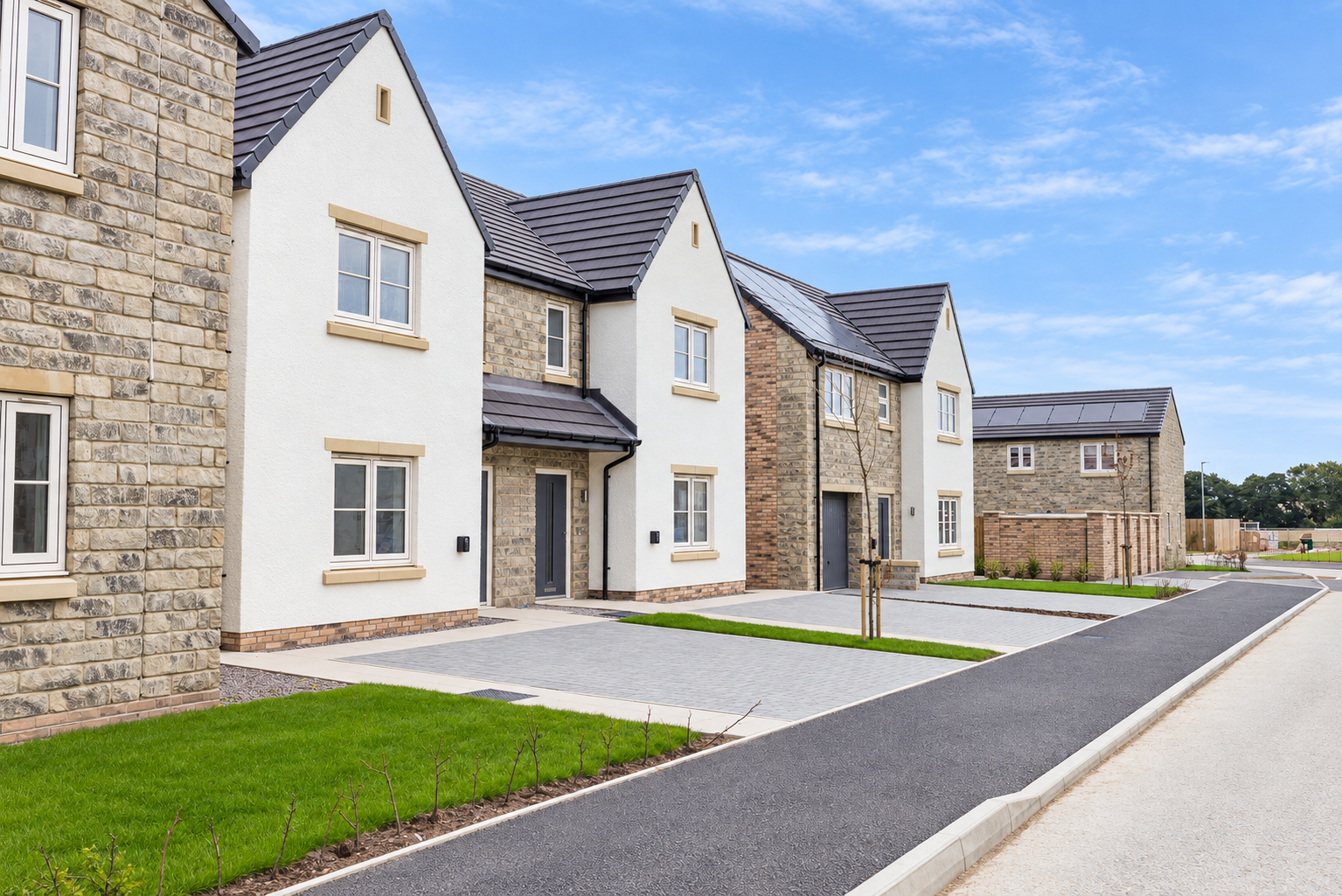 Street scene at Homes by Carlton's new-build development Woodberry Park in Staindrop