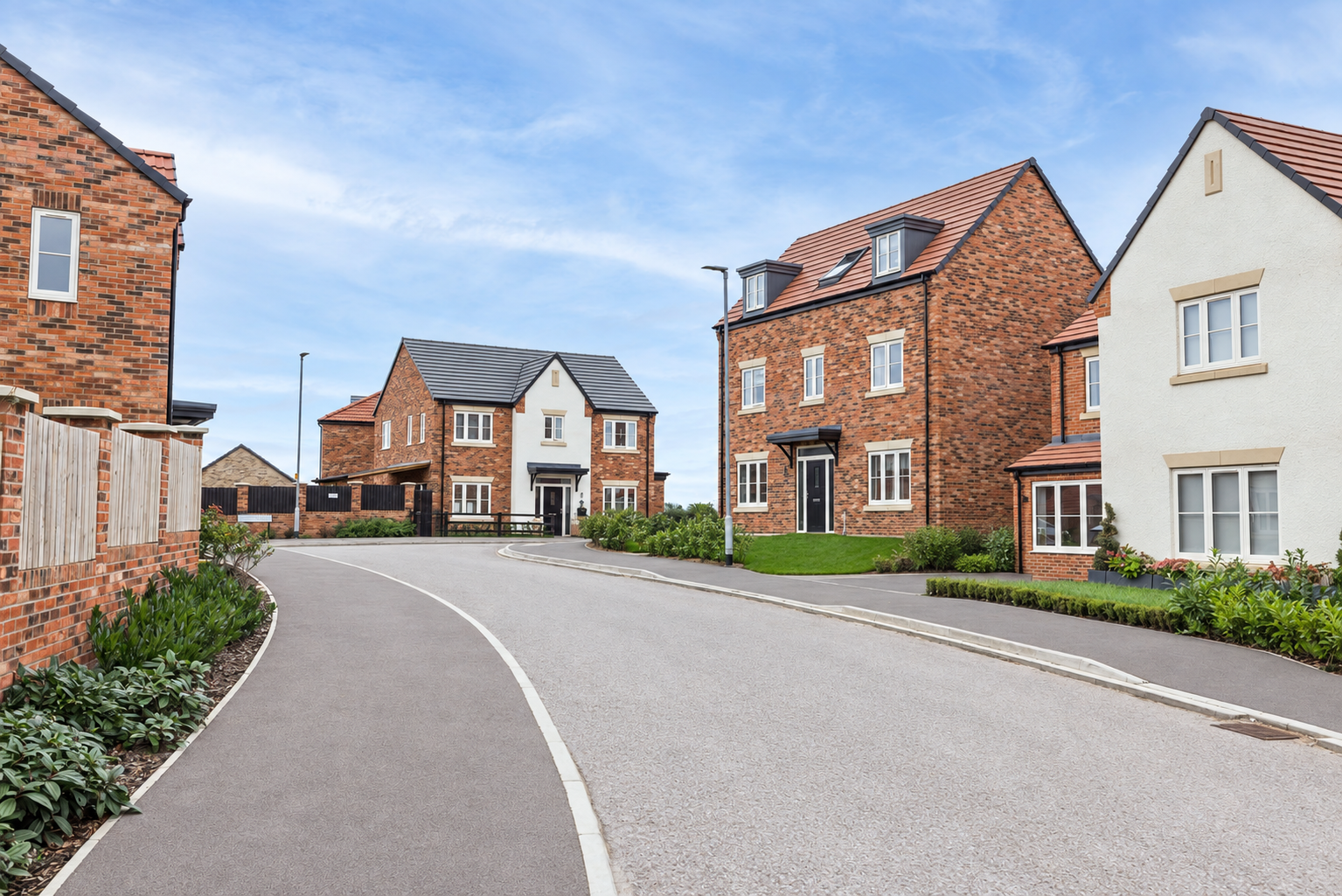 Street scene at Homes by Carlton's new-build development Middleton Waters in Middleton St George
